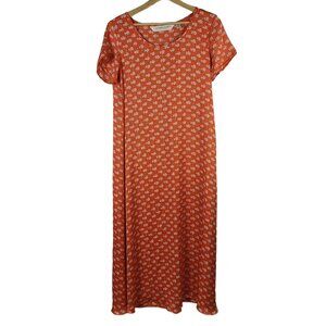 Victoria's Secret Floral Maxi Lounge Dress Orange White Small Short Sleeve VTG